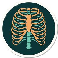 tattoo style sticker of a rib cage vector