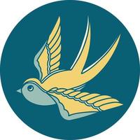 tattoo style icon of a swallow vector