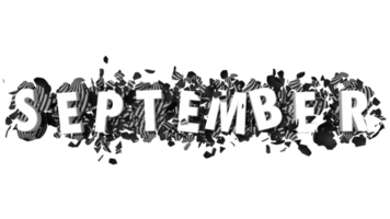 september schwarze farbe 3d-text, der auf ostern zerbrochene eier fällt, monatsname 3d-rendering png