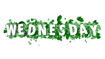 Wednesday Green Color 3D Text Falling on Broken Easter Eggs, 3D Rendering png