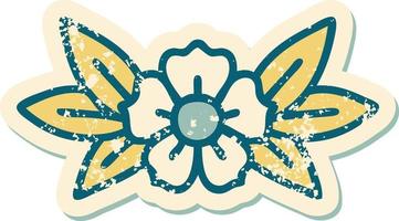 distressed sticker tattoo style icon of a flower vector