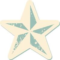 pegatina angustiada icono de estilo tatuaje de una estrella vector