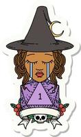 crying human witch with natural one roll sticker vector