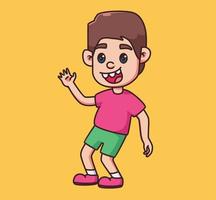 little children boy greeting cartoon vector