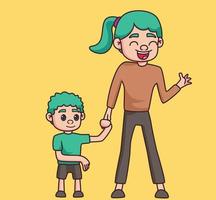 parent mother support his kid cartoon illustration vector