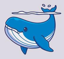 linda ballena azul grande bajo el agua. ilustración animal de dibujos animados aislados. vector de logotipo premium de diseño de icono de etiqueta de estilo plano. personaje mascota