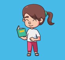 niños leyendo un libro. ilustración de dibujos animados aislado vector