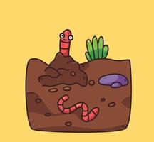 Worms from the ground cartoon vector