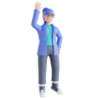 3D illustration of people waving hand png