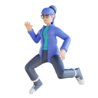 ilustração 3D de pessoa pulando feliz png