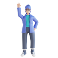 3D illustration of people waving hand png