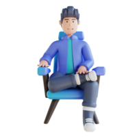 3D illustration man sitting relaxed png