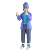 3D illustration of person showing thumbs up png