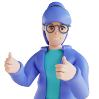 3D illustration of person showing thumbs up png