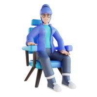 3D illustration woman sitting relaxed png