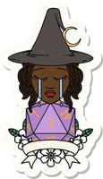 crying human witch with natural one roll sticker vector