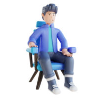 homem de ilustração 3D sentado relaxado png