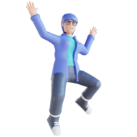 3D illustration of happy jumping person png