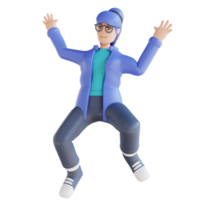 Illustration 3D d'une personne heureuse qui saute png