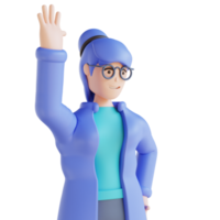 3D illustration of people waving hand png