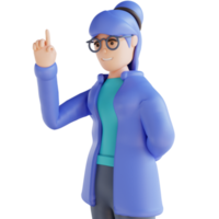 3D illustration of person showing one finger png