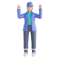 3D illustration woman pointing up png