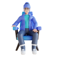 3D illustration woman sitting relaxed png