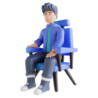 homem de ilustração 3D sentado relaxado png