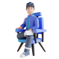 3D illustration man sitting relaxed png