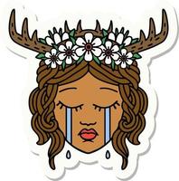 crying human druid sticker vector