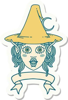 elf mage character face with banner sticker