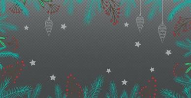 Panoramic Festive New Year Christmas Web Template for Postcard, Advertising No Background - Vector