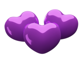 forme de coeurs violets 3d png