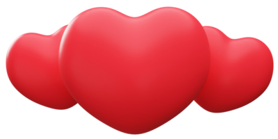 3D Red Hearts Shape png