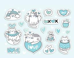 stickers funny cat in love concept vector