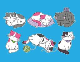 Cute cats character different pose vector