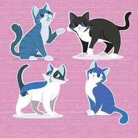 Set of four cats with different colored vector