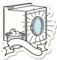 sticker of tattoo style washing machine vector