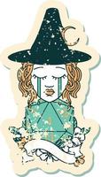 human witch with natural one D20 roll illustration vector