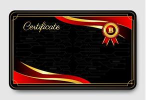 luxury gold bitcoin cryptocurrency certificate border design vector