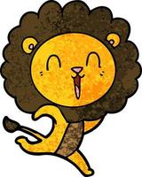 laughing lion cartoon running vector