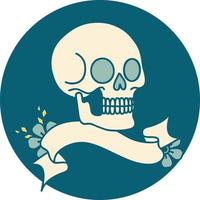 icono con pancarta de una calavera vector