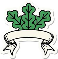 tattoo style sticker with banner of leaf vector