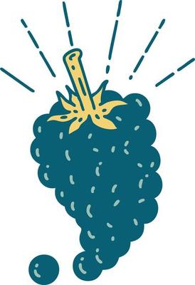 illustration of a traditional tattoo style bunch of grapes