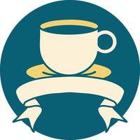 icon with banner of a cup of coffee vector