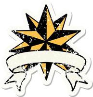 grunge sticker with banner of a star vector