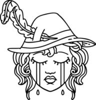 Black and White Tattoo linework Style crying human bard vector