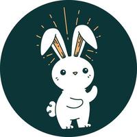 icon of a tattoo style cute bunny vector