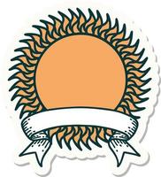 tattoo style sticker with banner of a sun vector