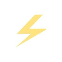 Lightning icon in cartoon flat style. Vector illustration of thunderbolt symbol, weather conditions, sign of strength, speed, movement